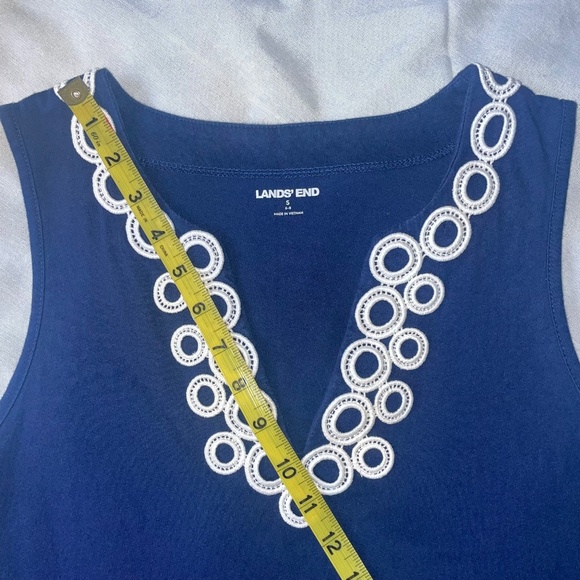 Lands' End Womens Navy Cotton Jersey Embroidered Swim Tunic Cover Sz Small(6/8) - Picture 6 of 8